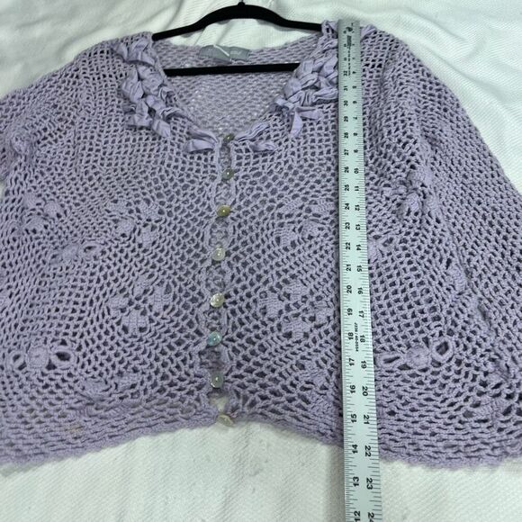 Modern Soul Lavender Loose Crochet Knit Button Up Cardigan Y2k - Picture 4 of 7